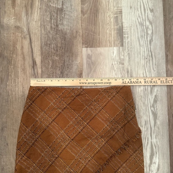 Free People Brown Plaid Tweed Fringe Mini Skirt Fall Preppy Academia Sz 4 - Picture 3 of 9